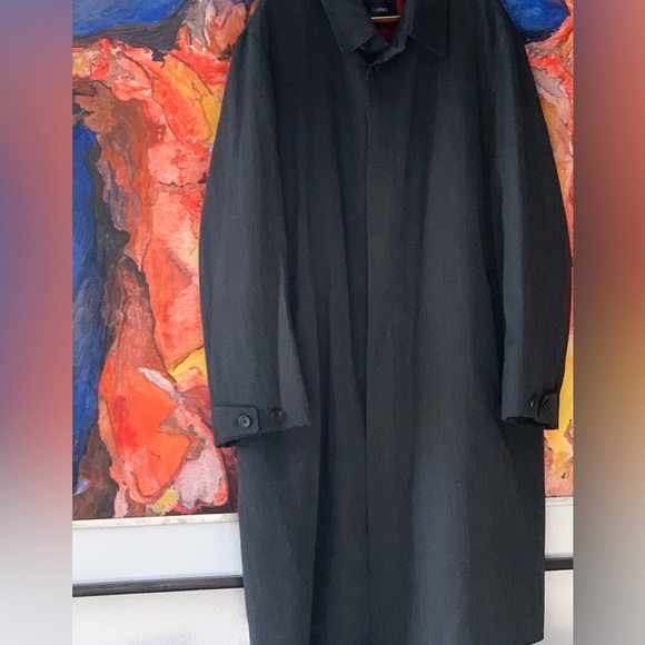 Sanyo charcoal wool and tencel overcoat. Removable breath thermal lining. size44 - Picture 2 of 13
